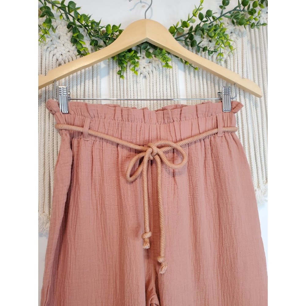 Pink Lily Gauze Straight Pants - Picture 5 of 8